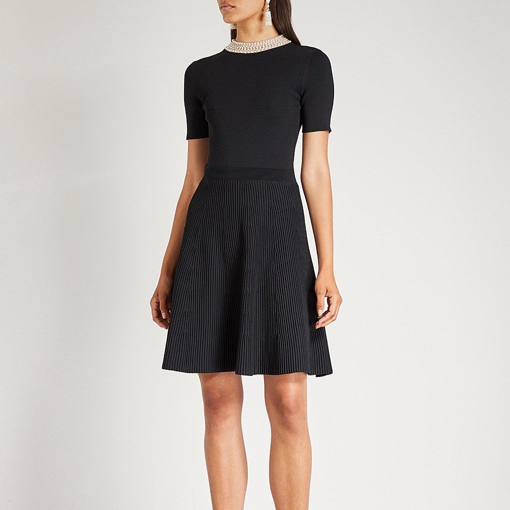 Sandro Short Knit Dress with Pearl Collar NWT